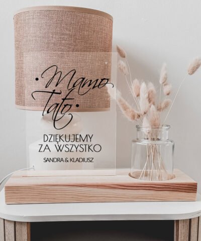 Oryginalne podziękowania ślubne Ramka w drewnie z wazonem