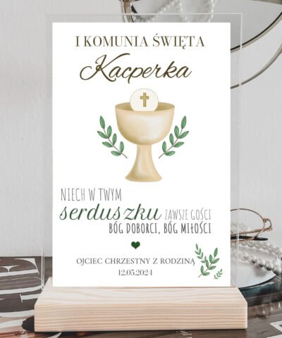 Statuetka na pamiątkę I Komunii Świętej z personalizacją KIELICH