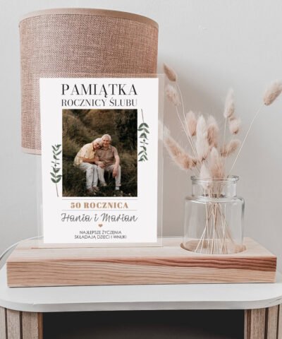 Pamiątka na 50 rocznicę ślubu – Zestaw prezentowy statuetka z wazonem