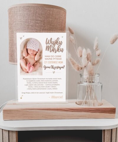 Prośba o bycie Ojcem Chrzestnym STATUETKA na podstawce + wazon