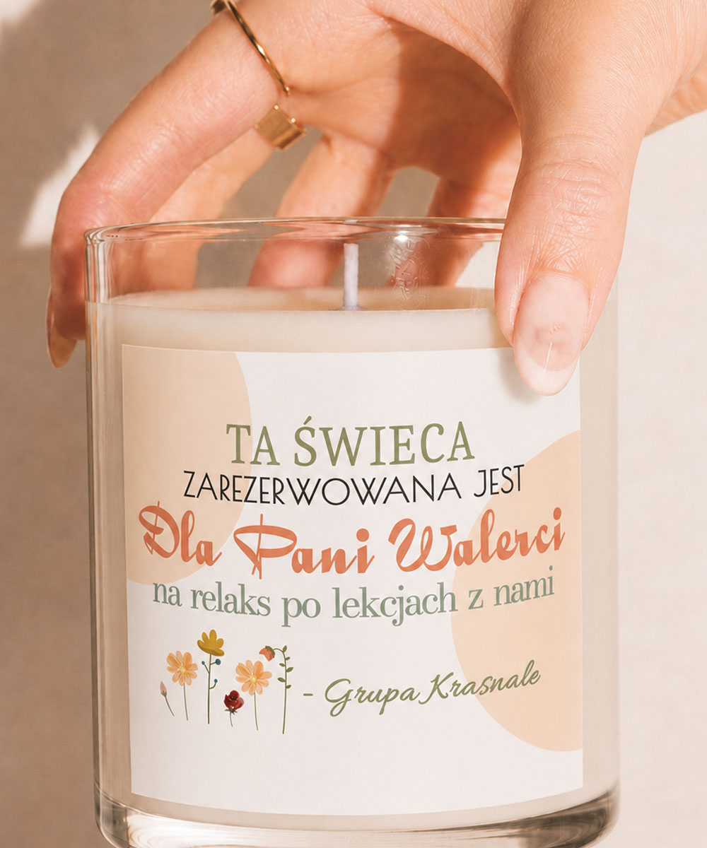 Prezent od przedszkolaków Podziękowanie Świeca w kwiaty