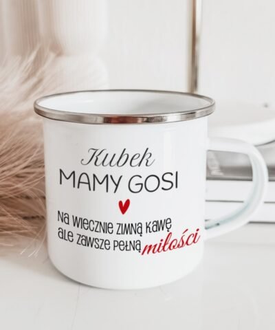 Kubek emaliowany dla Mamy na kawę PEŁNA MIŁOŚCI