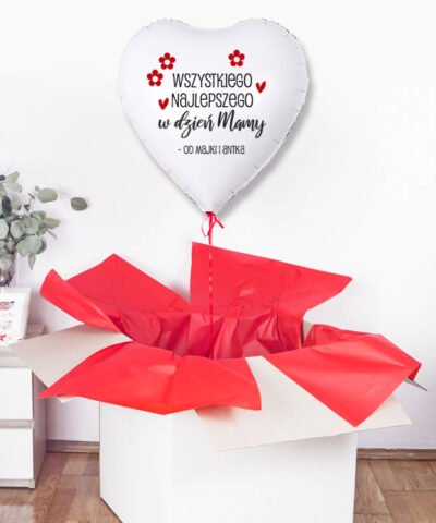 Prezent na Dzień Mamy Balon wyskakujący z pudełka z helem Kwiatuszki