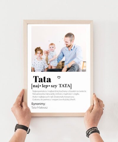 Plakat w drewnianej ramie ze zdjęciem dla Taty NAJLEPSZY