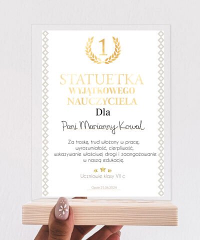 Pamiątkowy prezent dla nauczyciela STATUETKA PIERWSZE MIEJSCE