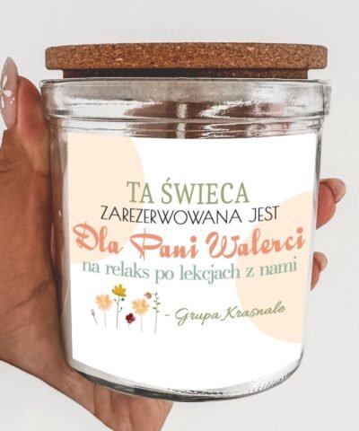 Prezent od przedszkolaków Podziękowanie Świeca w kwiaty