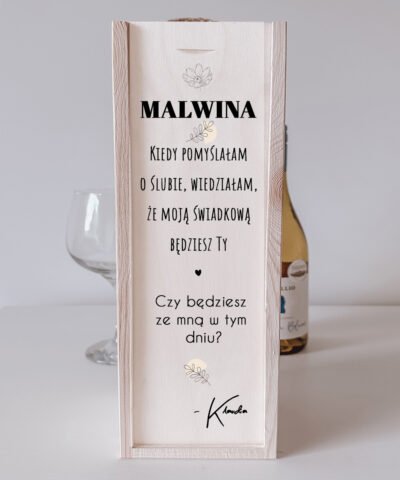 Prośba o świadkowanie skrzynka na WINO dla niej – KWIAT