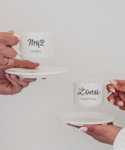Personalizowany zestaw dwóch filiżanek dla pary – Mąż i Żona