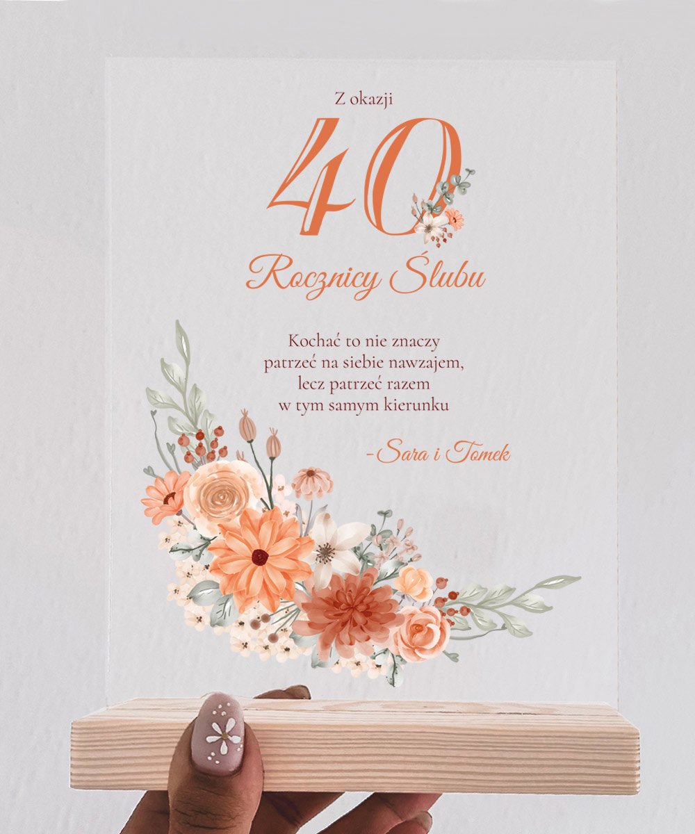 Statuetka z nadrukiem prezent z okazji 40 rocznicy Ślubu – Bukiet Kwiatów