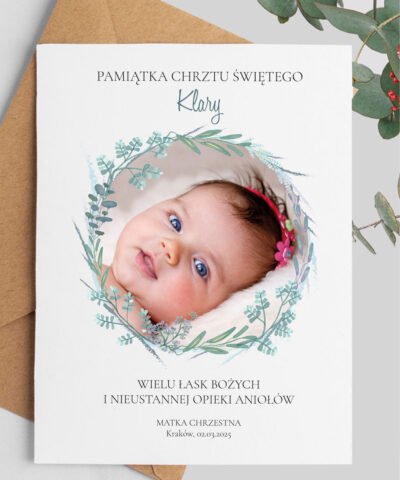 Kartka na Chrzest Święty z zdjęciem oraz imieniem – RAMKA