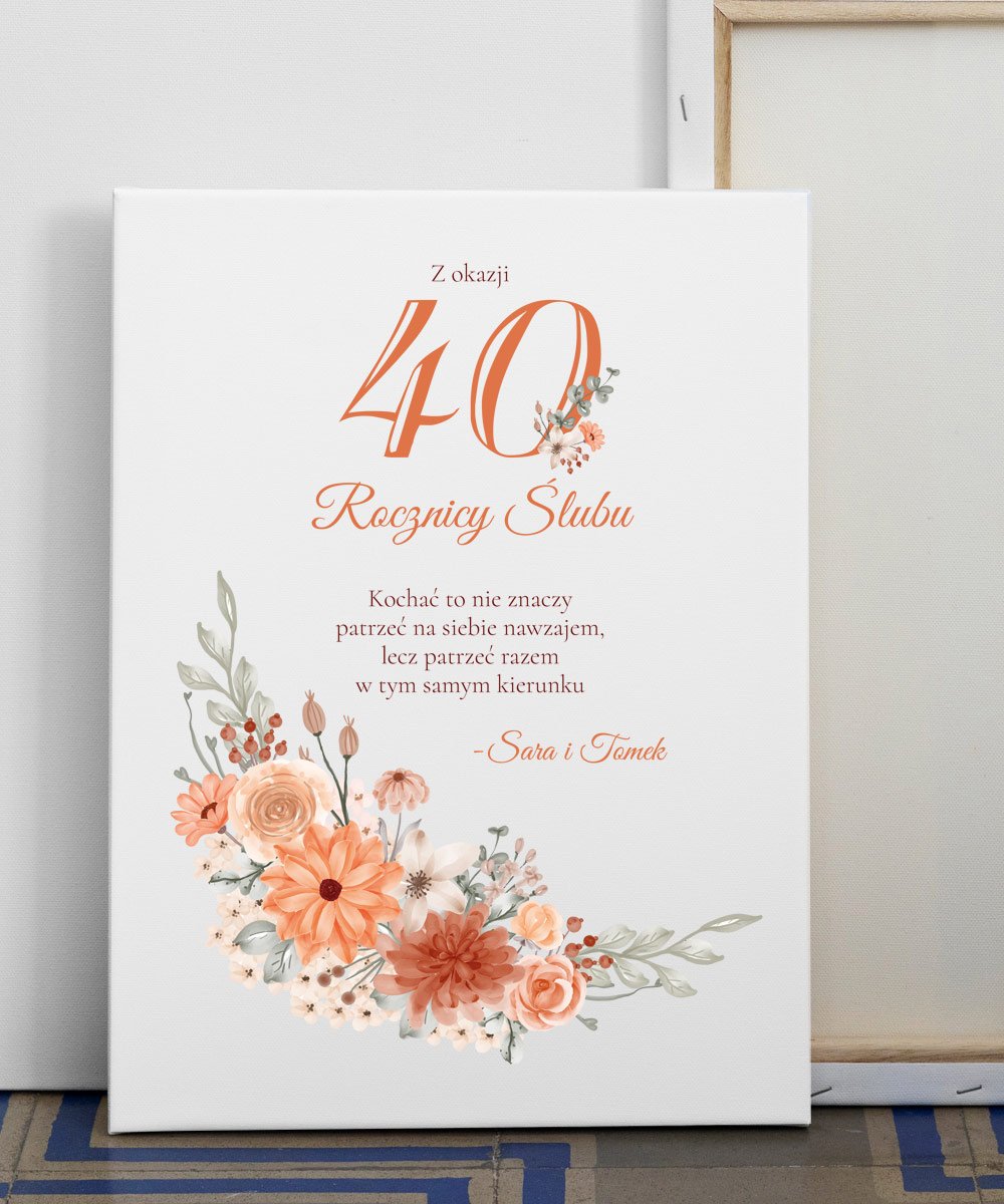 Prezent na 40 rocznicę ślubu Obraz na płótnie – Bukiet Kwiatów