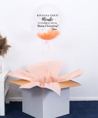 Prezent prośba do matki chrzestnej – balon z helem w pudełku