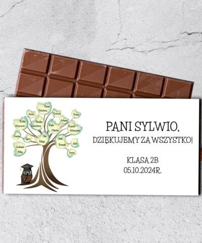 Personalizowana czekolada dla nauczyciela z imionami dzieci DRZEWO