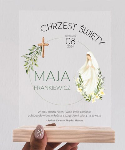 Pamiątka Chrztu Świętego Statuetka z nadrukiem – Matka Boska