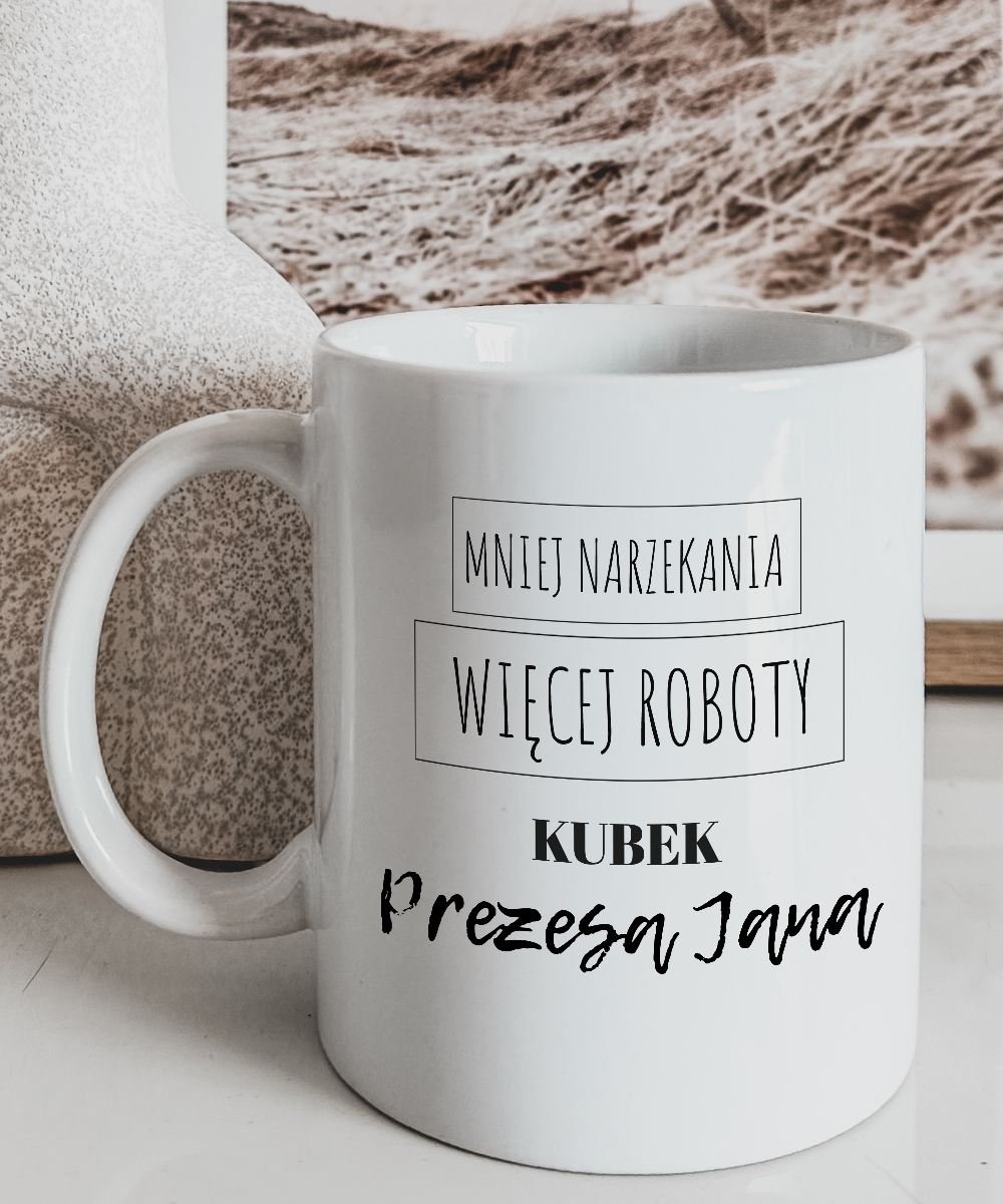 Kubek z nadrukiem na prezent dla prezesa – Mniej Narzekania