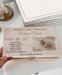 Pudełko wspomnień na chrzest święty ze zdjęciem