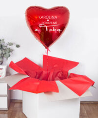 Balon czerwone serce z napisem Dobrze mi z Tobą - Zakochani