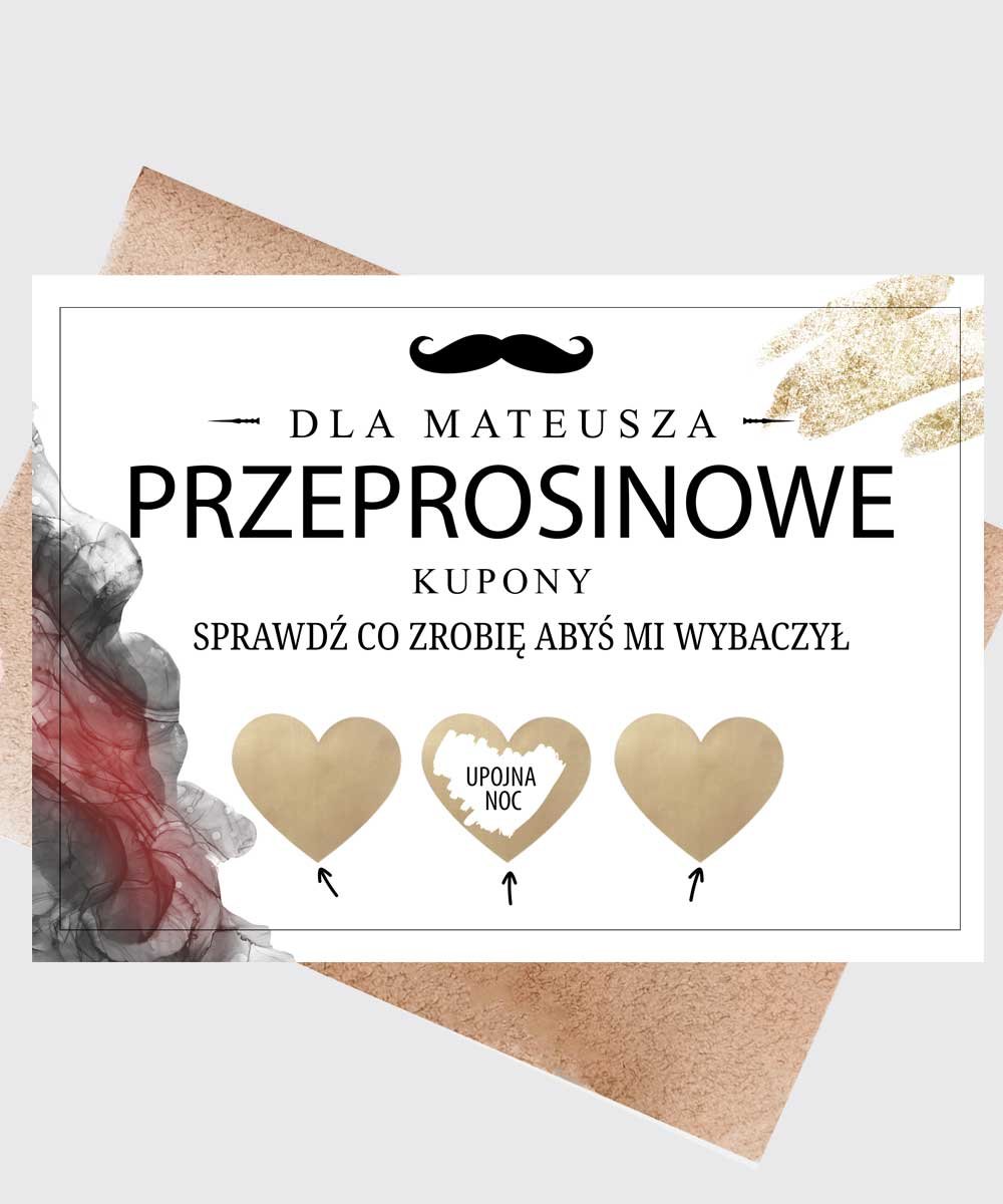 Zdrapka na przeprosiny kupony z zadaniami dla FACETA – 3 serca