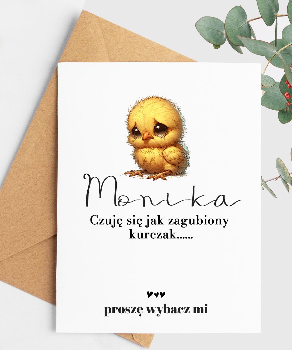 Personalizowana Kartka na przeprosiny – Zagubiony Kurczak