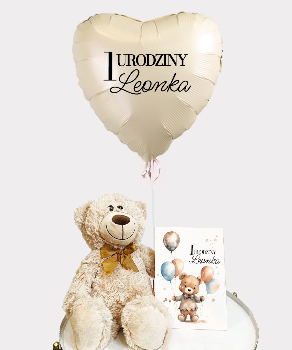 Zestaw Balon MIŚ oraz Kartka prezent na roczek – Balonowe urodziny