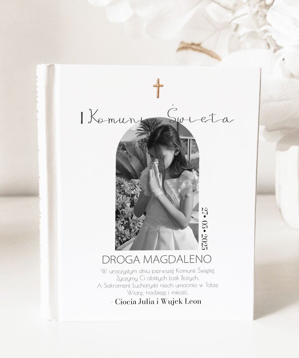 Personalizowana Biblia na Komunię Święta ze zdjęciem – Krzyż