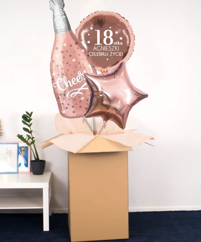 Urodzinowe balony z helem na 18 urodziny w kolorze Golden Rose – Celebruj