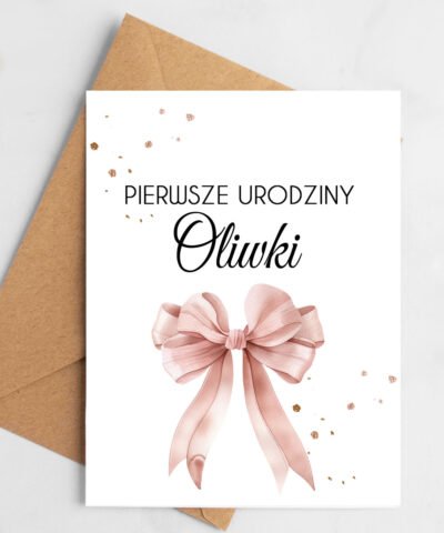 Kartka okolicznościowa na roczek dla dziewczynki – Kokarda