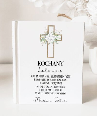 Biblia z dedykacją PREZENT NA KOMUNIĘ – Kochany