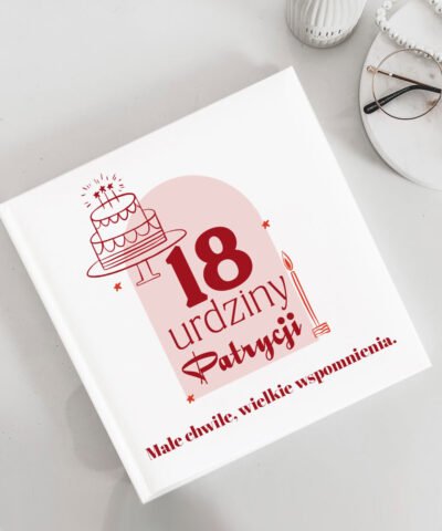 Album z nowoczesnym wzorem na 18 urodziny Czerwień i Róż