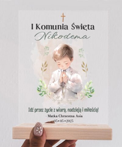 Statuetka personalizowana Pierwsza Komunia Święta dla Chłopca – Idź przez Życie