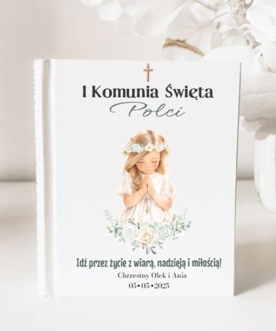 Prezent na I Komunię Święta Biblia w drewnianym pudełku dla dziewczynki – Modlitwa