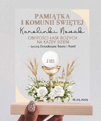 Pamiątka I Komunii Świętej Statuetka z nadrukiem Prezent – Hostia