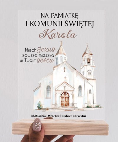 Na Pamiątkę Pierwszej Komunii Świętej Statuetka z nadrukiem – Kościół
