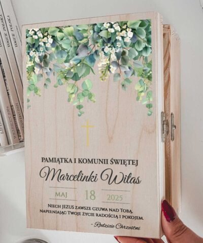 Biblia w pudełku PREZENT I Komunia Święta – Eukaliptusy