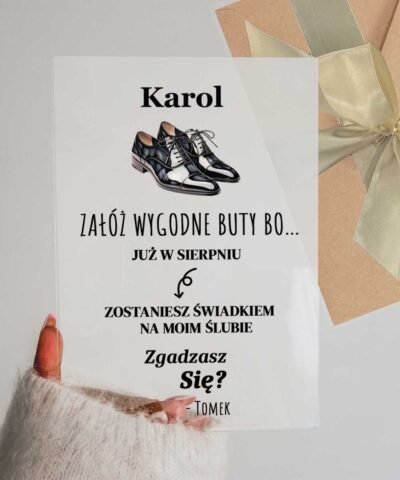 Prezent z pytaniem czy zostaniesz moim świadkiem – wygodne buty