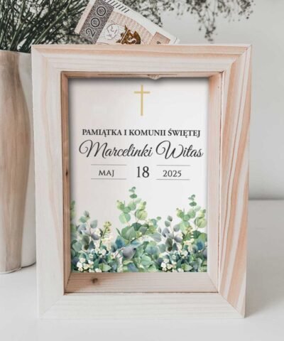 Pamiątkowa skarbonka na I Komunię z personalizacją ROŚLINY