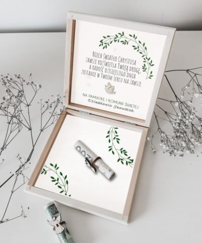 Prezent na KOMUNIĘ pudełko na pieniądze – Ornament