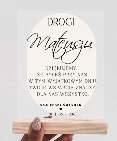 Prezent podziękowania dla Świadka z personalizacją – Statuetka
