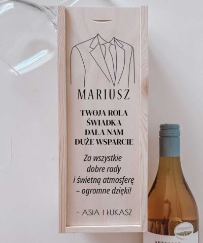 Skrzynka na wino z dedykacją – Świadku, dziękujemy