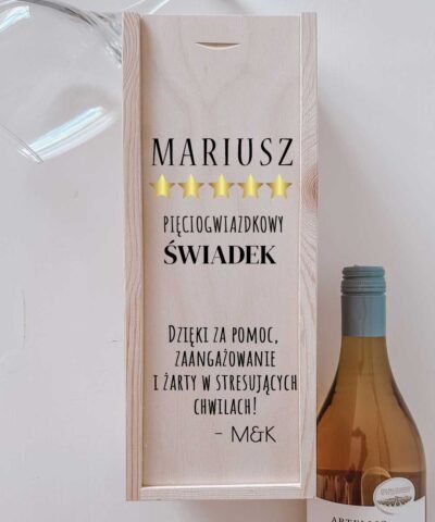 Ekskluzywna skrzynka na wino – podziękowanie dla świadka PIĘCIOGWIAZDKOWY