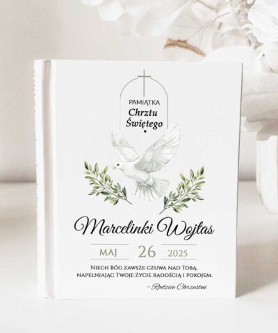 Biblia z nadrukiem w drewnianym pudełku zestaw prezentowy – Gołąb i Eukaliptusy