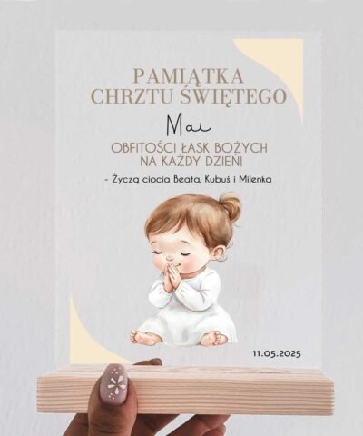 Statuetka dla dziewczynki na Chrzest Święty z dedykacją – Modlitwa