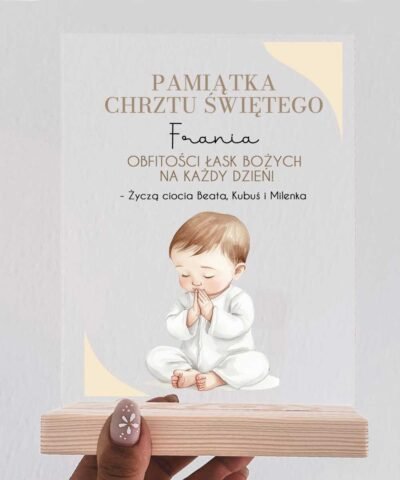 Statuetka dla chłopca na Chrzest Święty z dedykacją – Modlitwa