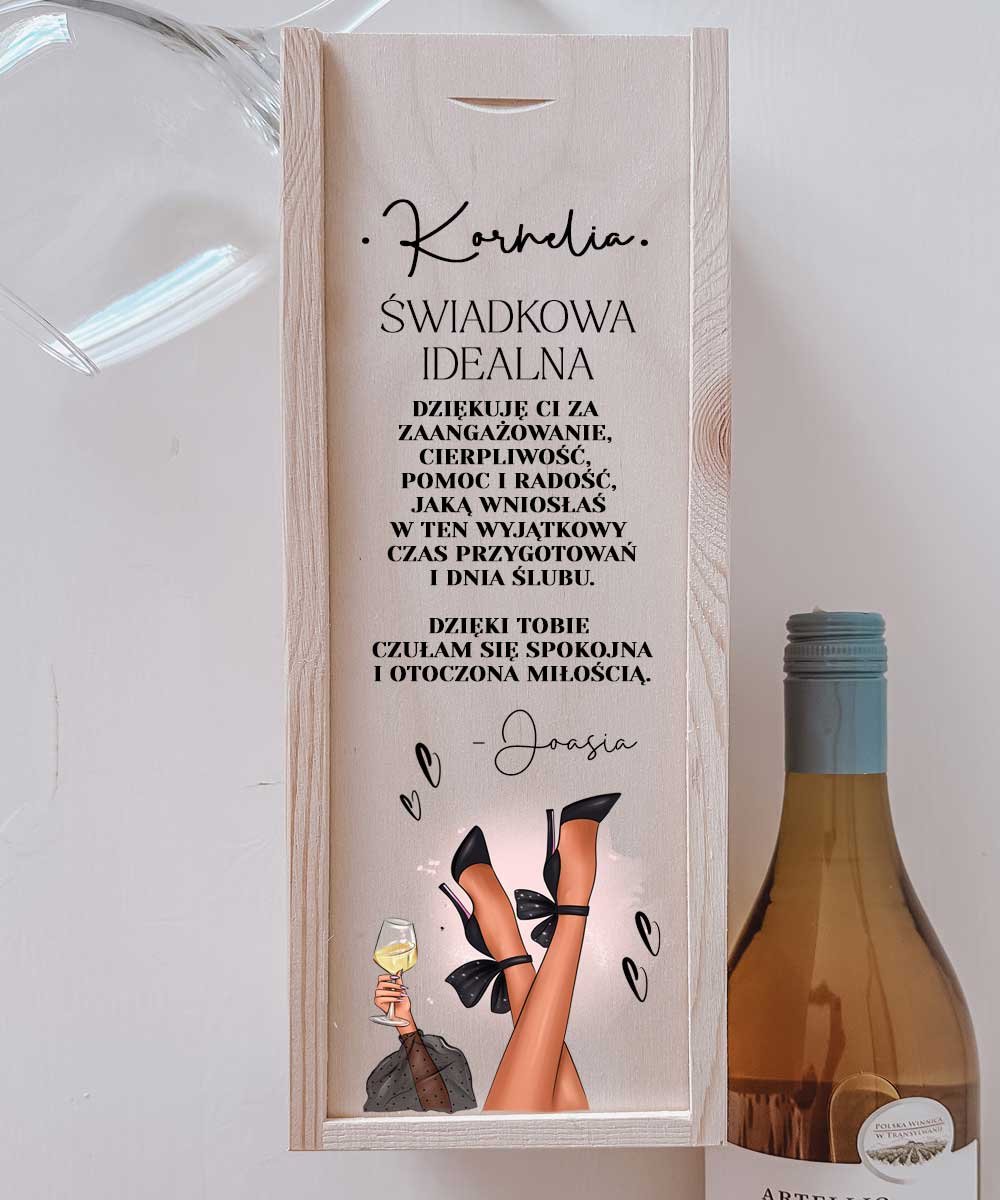 Personalizowana skrzynka na wino – podziękowanie dla Świadkowej