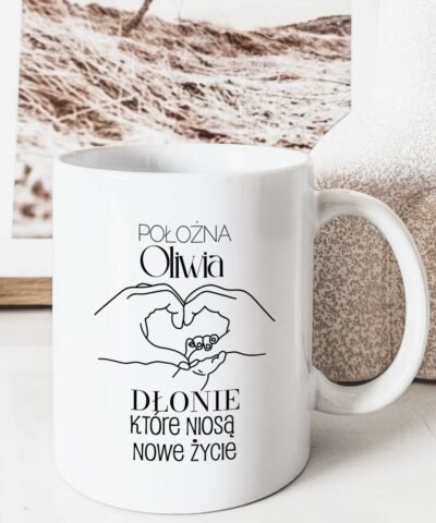 Kubek do kawy dla położnej z jej imieniem – Nowe życie