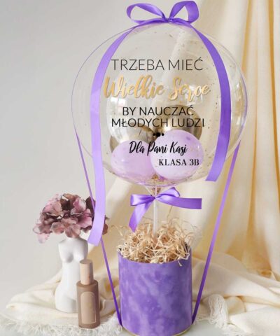 Box Liliowy + personalizowany balon na Dzień Nauczyciela