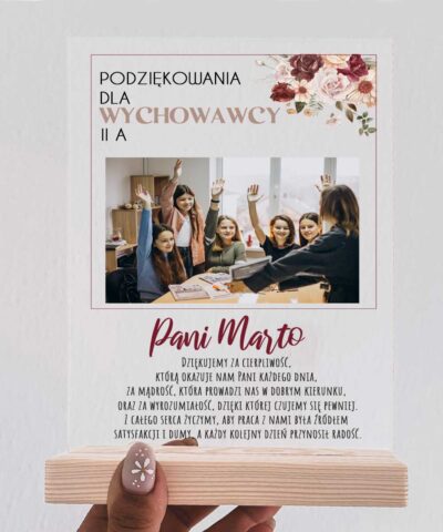 Prezent dla wychowawcy ze zdjęciem – Statuetka z personalizacją