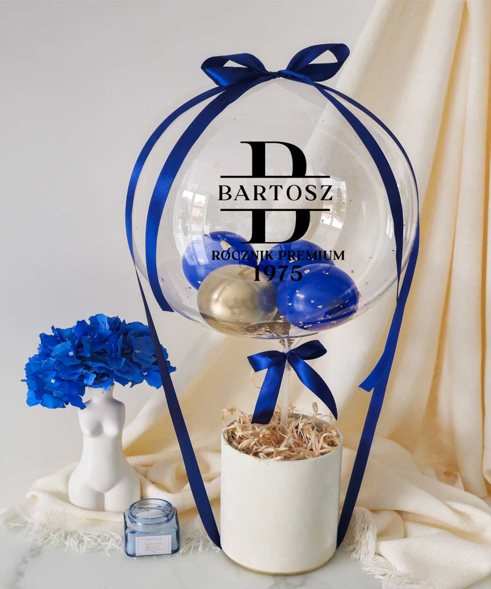 Elegancki balonbox z personalizacją - prezent na 50 urodziny mężczyzny