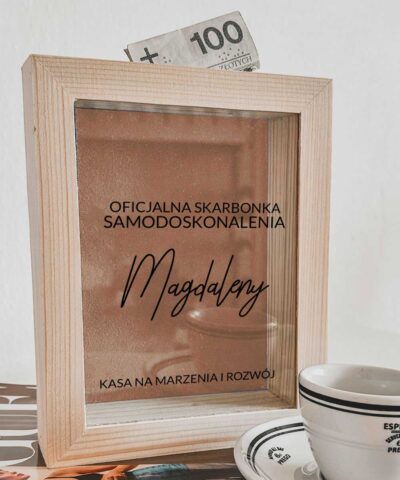 Motywujący prezent – skarbonka z imieniem Samodoskonalenie