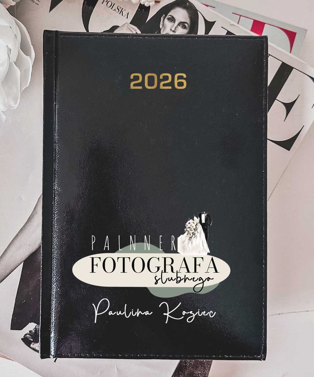 Kalendarz dla fotografa ślubnego z imieniem i nazwiskiem